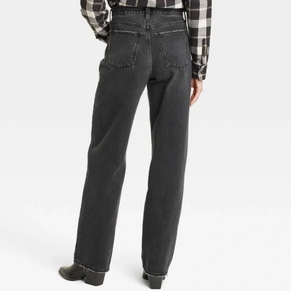 Women's Mid-rise Cuffed 90's Baggy Black Jeans - Universal Thread - Picture 3 of 7